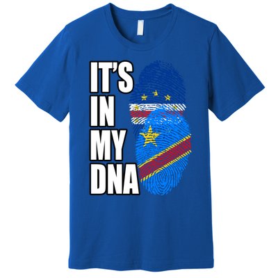 Democratic Congolese And Cabo Verdean Mix Dna Flag Heritage Gift Premium T-Shirt