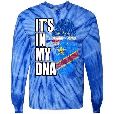 Democratic Congolese And Cabo Verdean Mix Dna Flag Heritage Gift Tie-Dye Long Sleeve Shirt