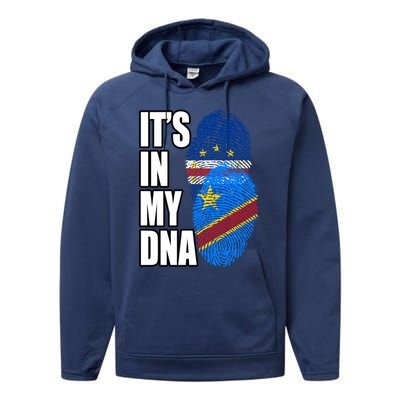 Democratic Congolese And Cabo Verdean Mix Dna Flag Heritage Gift Performance Fleece Hoodie