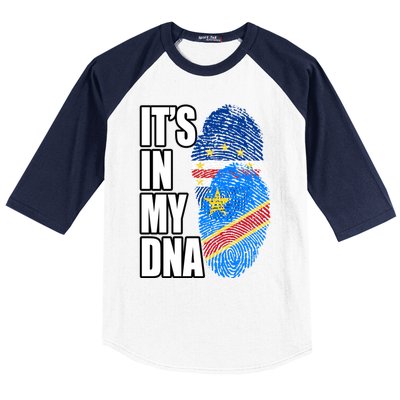 Democratic Congolese And Cabo Verdean Mix Dna Flag Heritage Gift Baseball Sleeve Shirt