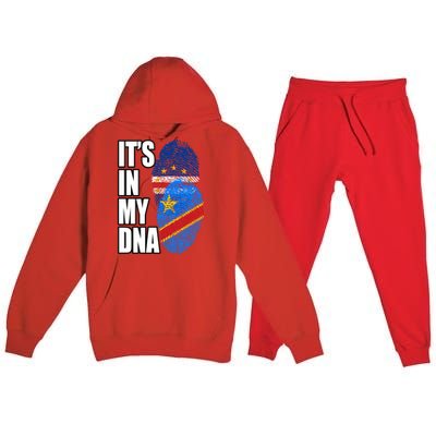 Democratic Congolese And Cabo Verdean Mix Dna Flag Heritage Gift Premium Hooded Sweatsuit Set