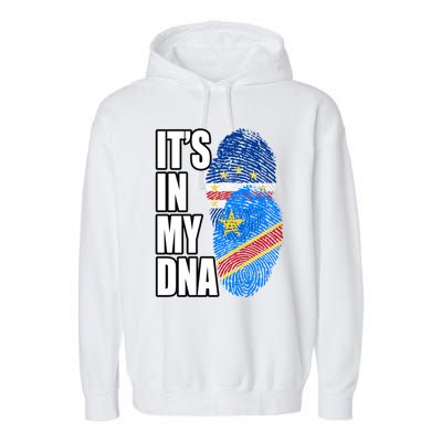 Democratic Congolese And Cabo Verdean Mix Dna Flag Heritage Gift Garment-Dyed Fleece Hoodie