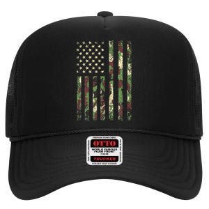 Desert Camo American Flag Military Tactical Camouflage Usa High Crown Mesh Back Trucker Hat