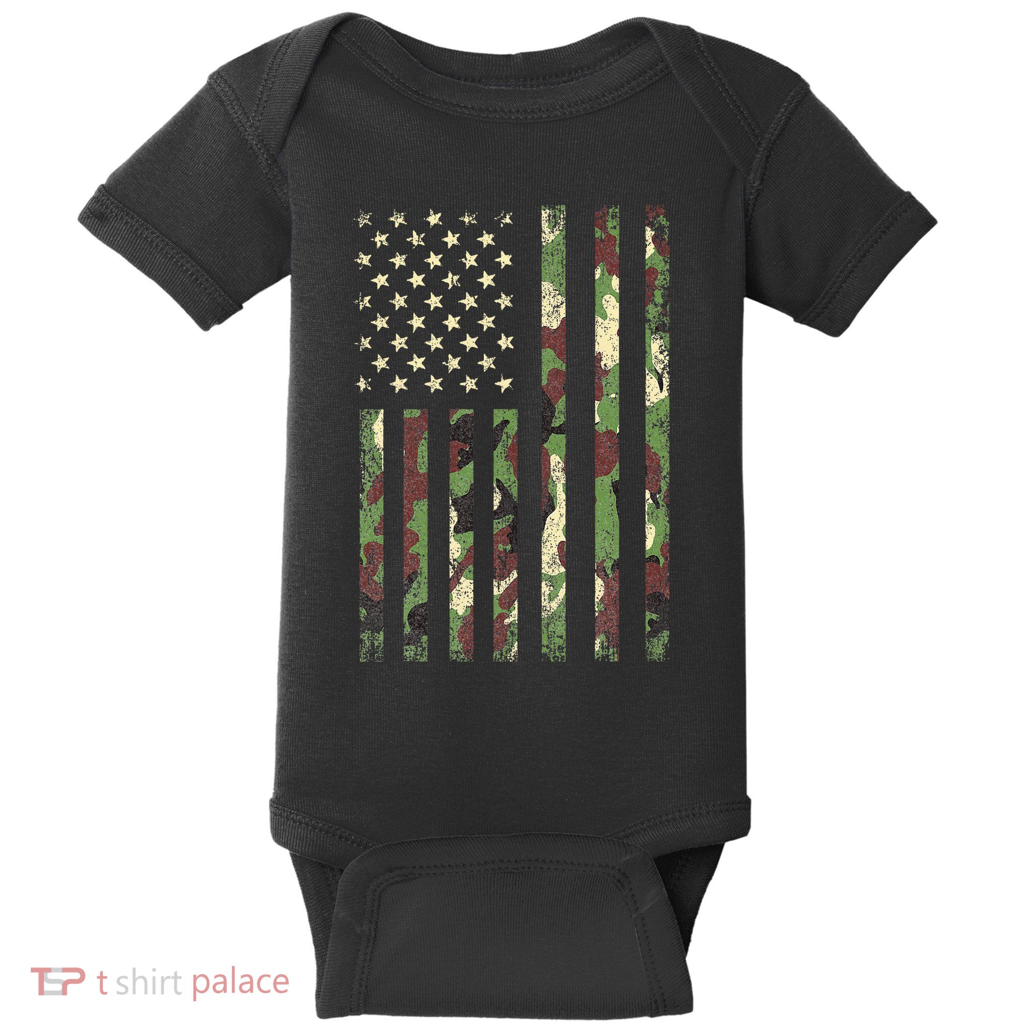 Desert Camo American Flag Military Tactical Camouflage Usa Baby Bodysuit