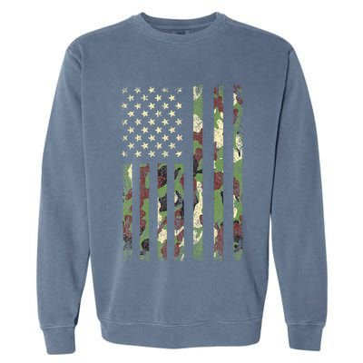 Desert Camo American Flag Military Tactical Camouflage Usa Garment-Dyed Sweatshirt