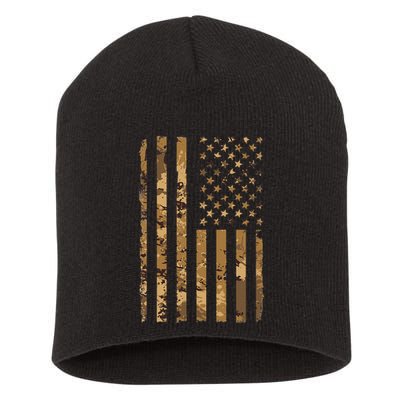 Desert Camo American Flag Military Tactical Camouflage Short Acrylic Beanie