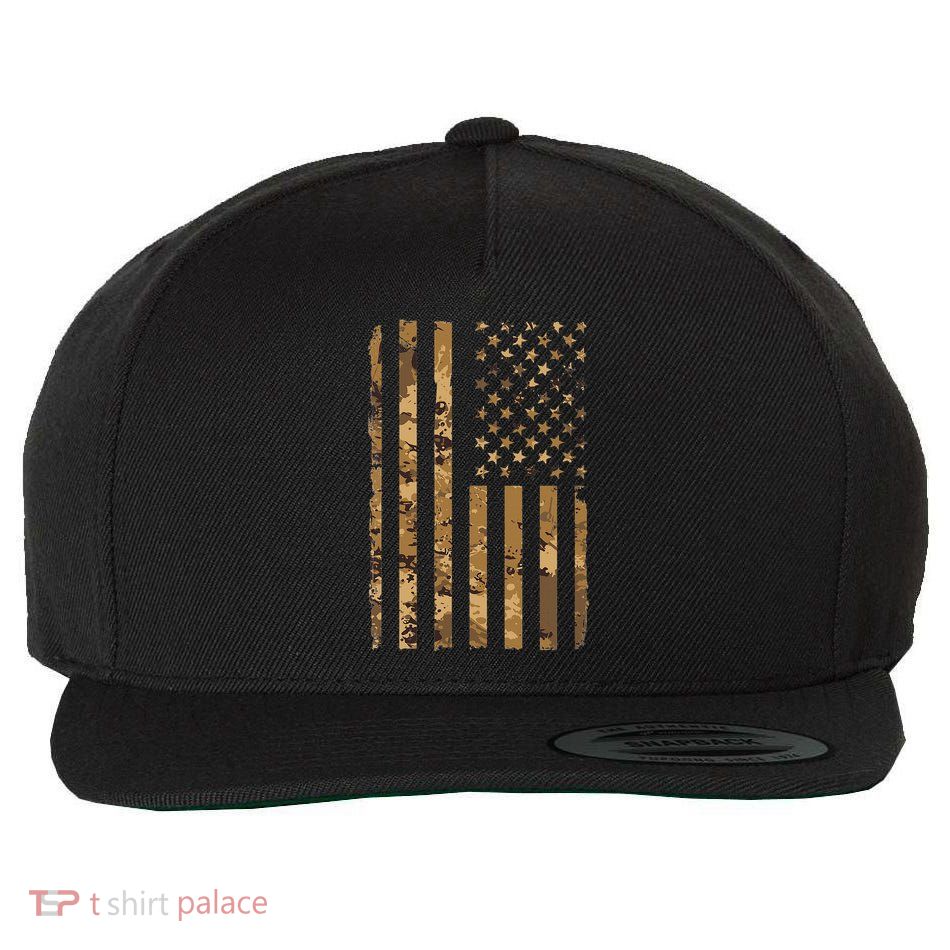 Desert Camo American Flag Military Tactical Camouflage Wool Snapback Cap