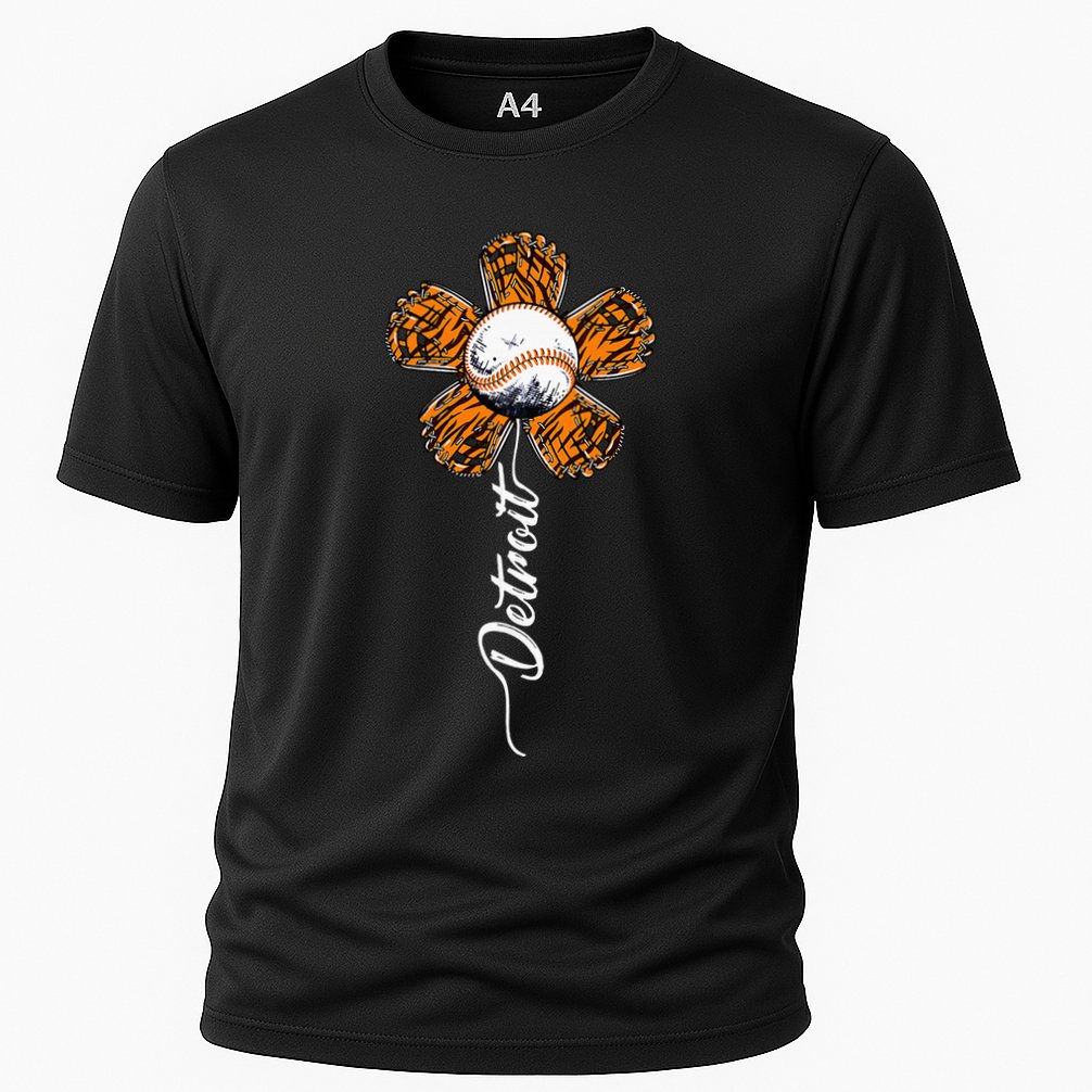 Detroit Colorful Baseball Flower Souvenir I Love Detroit Cooling Performance Crew T-Shirt