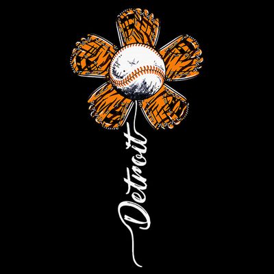 Detroit Colorful Baseball Flower Souvenir I Love Detroit T-Shirt