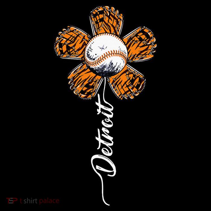 Detroit Colorful Baseball Flower Souvenir I Love Detroit Tall T-Shirt