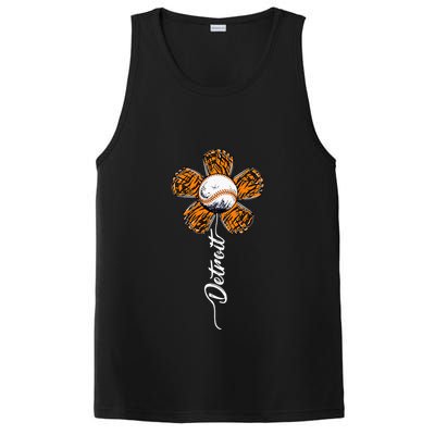 Detroit Colorful Baseball Flower Souvenir I Love Detroit PosiCharge Competitor Tank