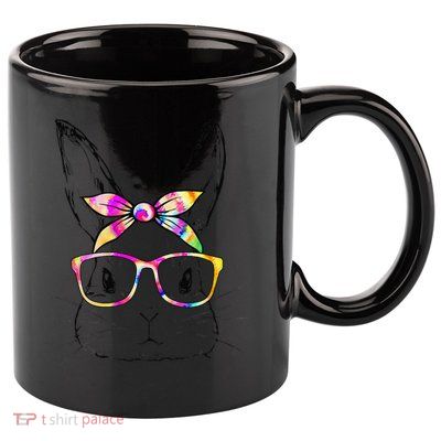 Dy Cute Bunny Face Tie Dye Glasses Easter Day Bos 11oz C Handle Ceramic Mug