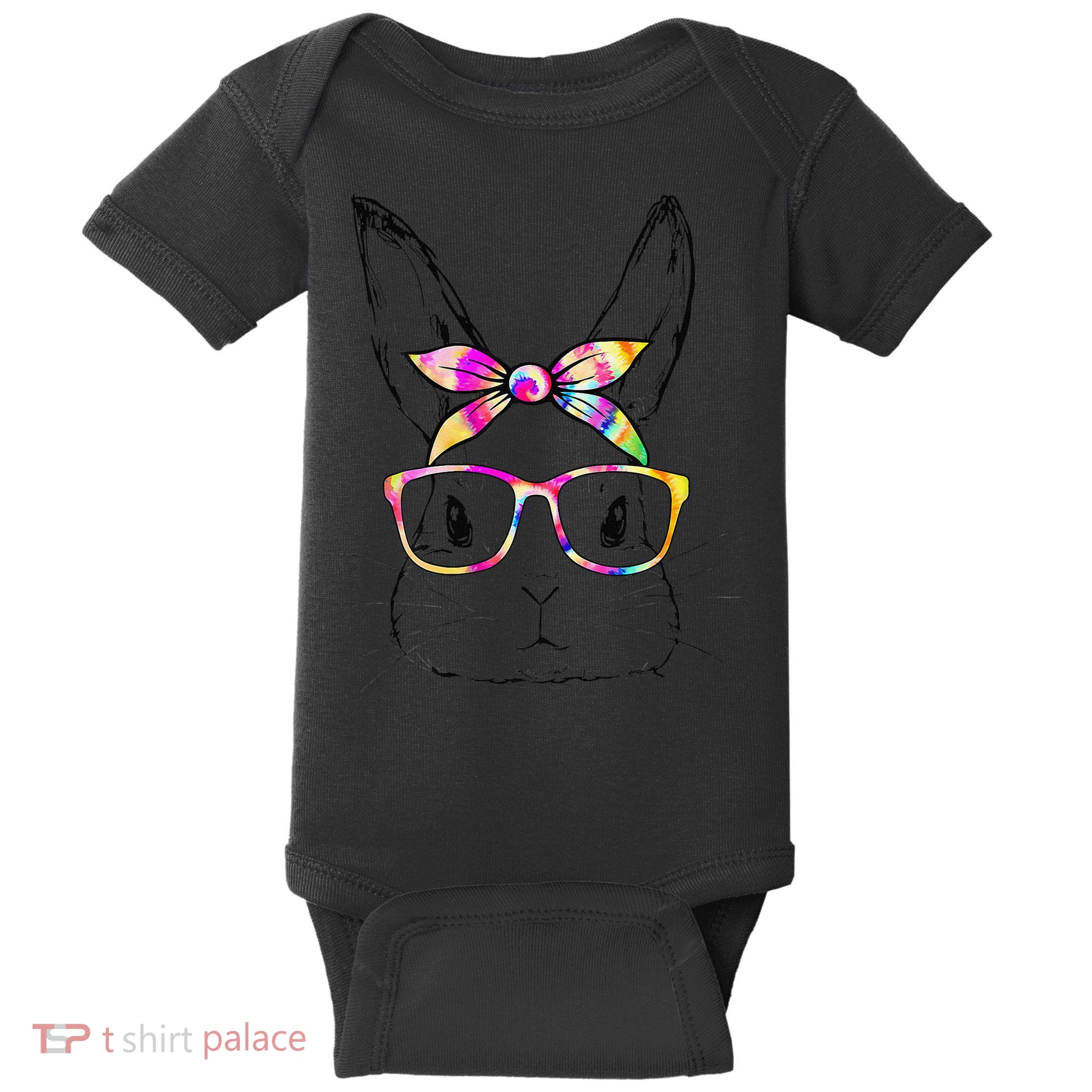 Dy Cute Bunny Face Tie Dye Glasses Easter Day Bos Baby Bodysuit