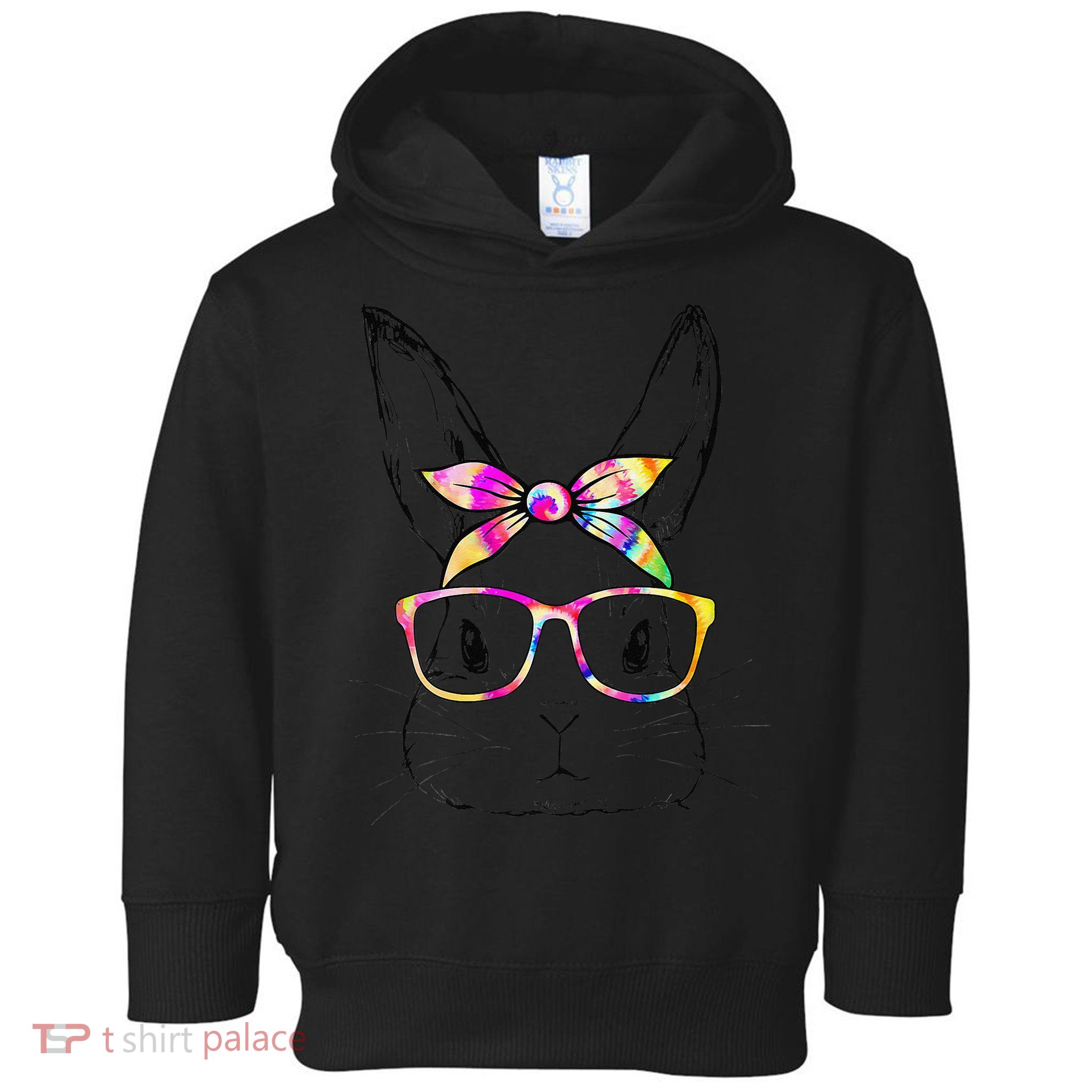Dy Cute Bunny Face Tie Dye Glasses Easter Day Bos Toddler Hoodie