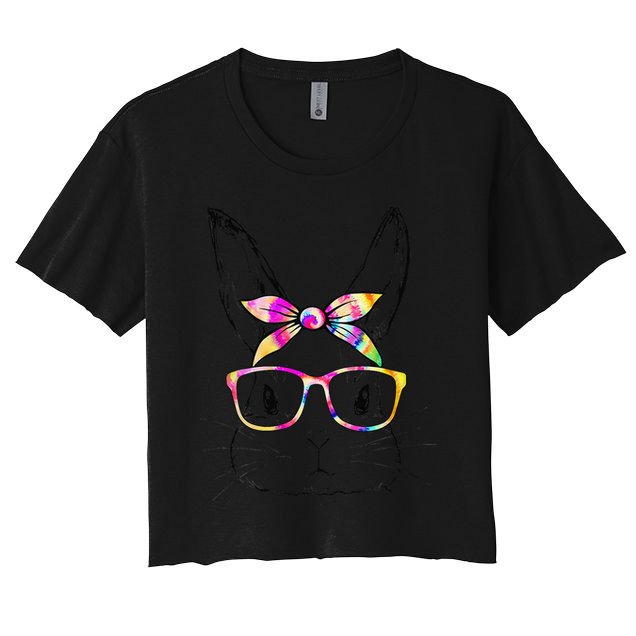 Dy Cute Bunny Face Tie Dye Glasses Easter Day Bos Crop Top