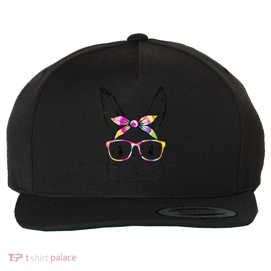 Dy Cute Bunny Face Tie Dye Glasses Easter Day Bos Wool Snapback Cap