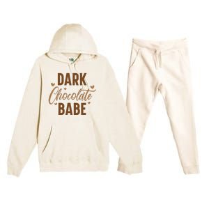 Dark Chocolate Babe Melanin Girl Black History Month Premium Hooded Sweatsuit Set