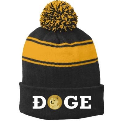Dogecoin Cryptocurrency Blockchain Shiba Inu Doge Dogecoin Stripe Pom Pom Beanie