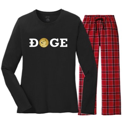 Dogecoin Cryptocurrency Blockchain Shiba Inu Doge Dogecoin Women's Long Sleeve Flannel Pajama Set 