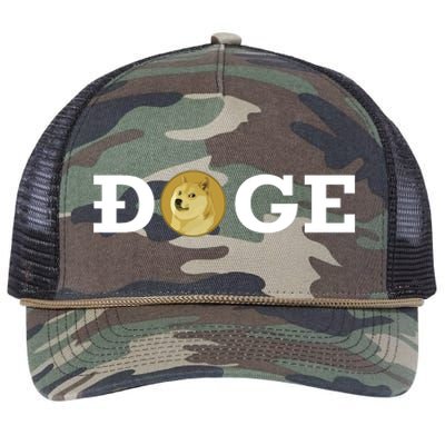 Dogecoin Cryptocurrency Blockchain Shiba Inu Doge Dogecoin Retro Rope Trucker Hat Cap