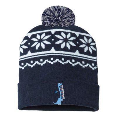 Dino Carrying Books Cute Bookworm Boy Librarian USA-Made Snowflake Beanie