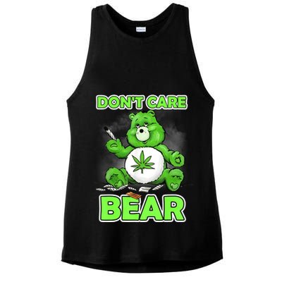 Dont Care Bear Smoking Weed Cannabis Marijuana 4 20 Stoner Gift 2 Ladies PosiCharge Tri-Blend Wicking Tank