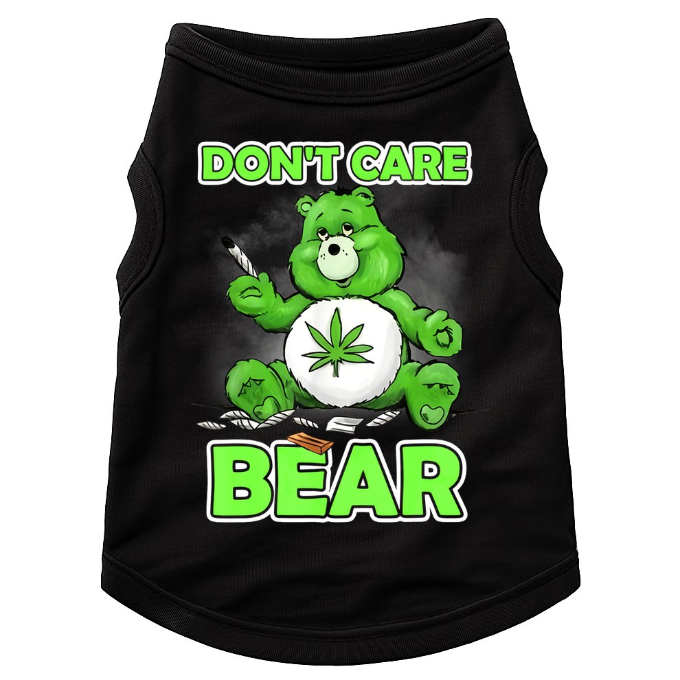 Dont Care Bear Smoking Weed Cannabis Marijuana 4 20 Stoner Gift 2 Doggie Tank