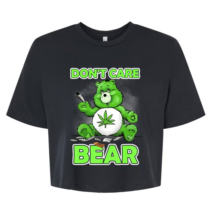 Dont Care Bear Smoking Weed Cannabis Marijuana 4 20 Stoner Gift 2 Bella+Canvas Jersey Crop Tee