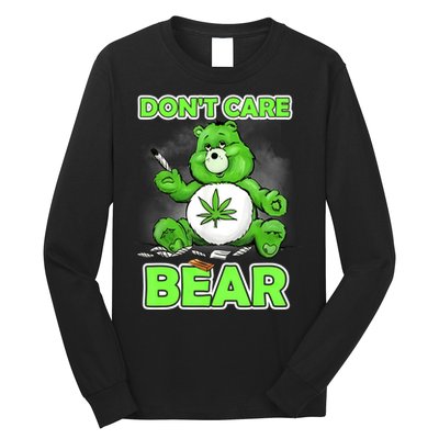 Dont Care Bear Smoking Weed Cannabis Marijuana 4 20 Stoner Gift 2 Long Sleeve Shirt