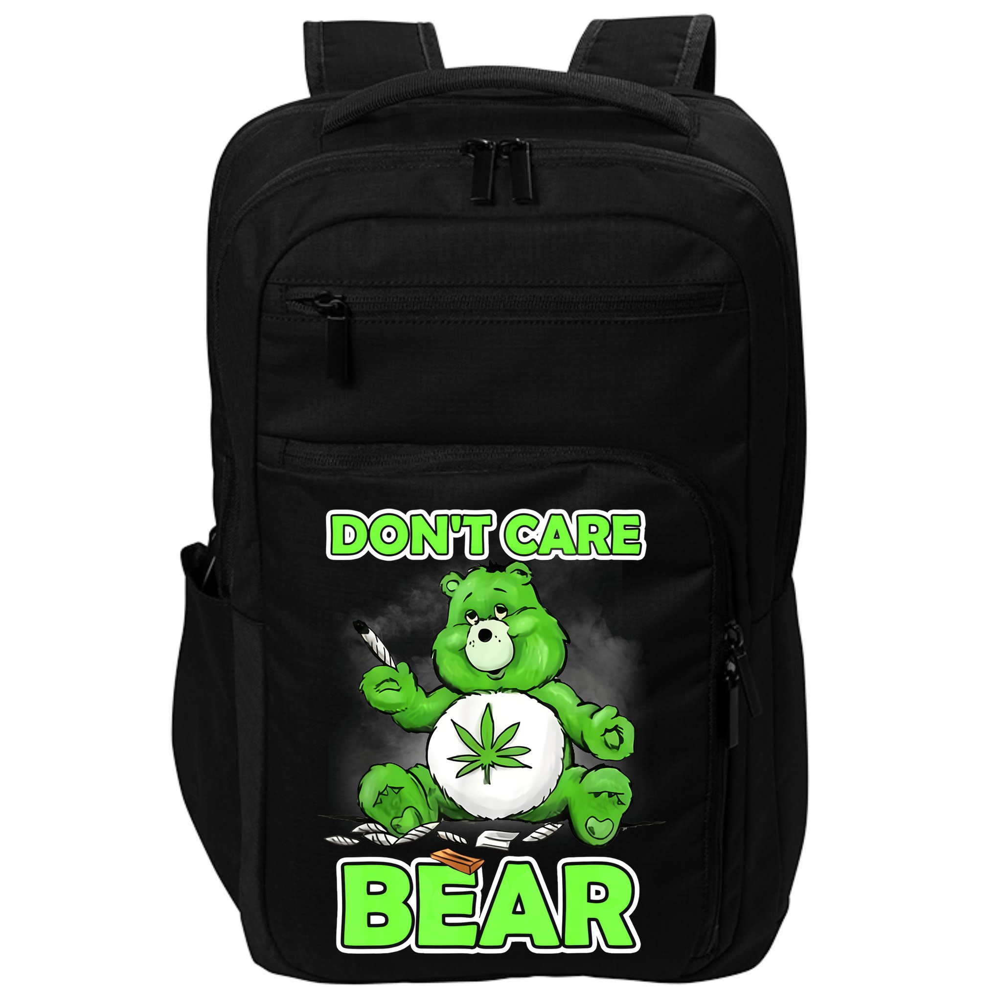 Dont Care Bear Smoking Weed Cannabis Marijuana 4 20 Stoner Gift 2 Impact Tech Backpack