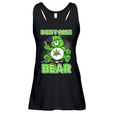 Dont Care Bear Smoking Weed Cannabis Marijuana 4 20 Stoner Gift 2 Ladies Essential Flowy Tank