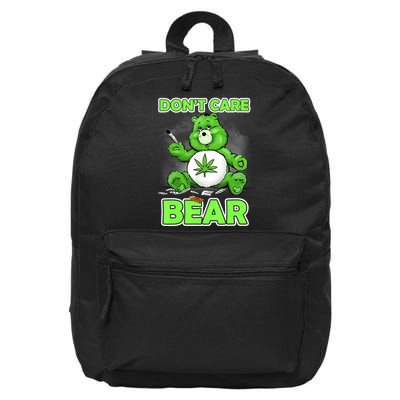 Dont Care Bear Smoking Weed Cannabis Marijuana 4 20 Stoner Gift 2 16 in Basic Backpack