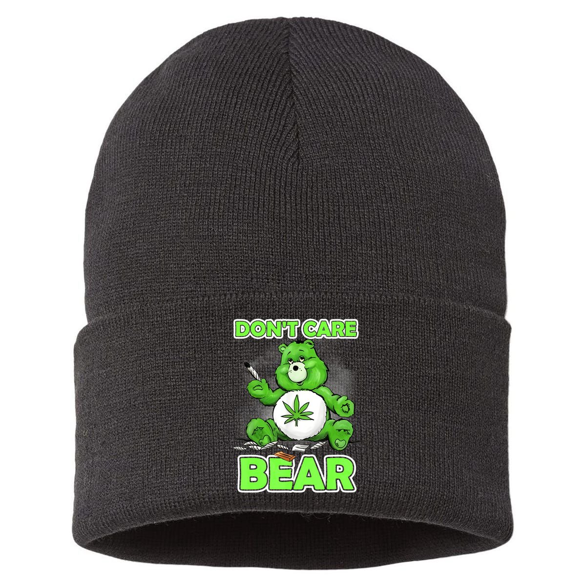 Dont Care Bear Smoking Weed Cannabis Marijuana 4 20 Stoner Gift 2 Sustainable Knit Beanie