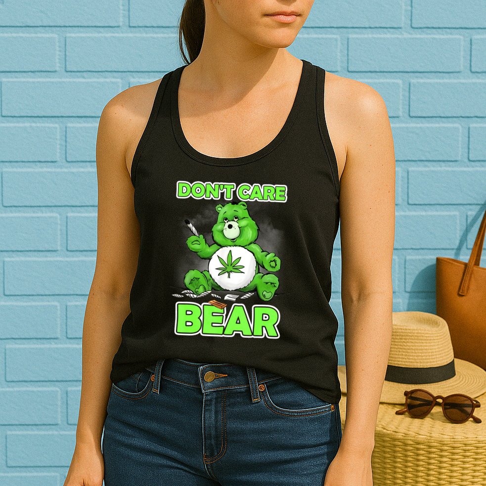 Dont Care Bear Smoking Weed Cannabis Marijuana 4 20 Stoner Gift 2 Womens Tank Top