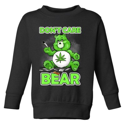 Dont Care Bear Smoking Weed Cannabis Marijuana 4 20 Stoner Gift 2 Toddler Sweatshirt