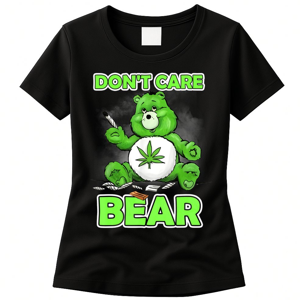 Dont Care Bear Smoking Weed Cannabis Marijuana 4 20 Stoner Gift 2 Womens T-Shirt