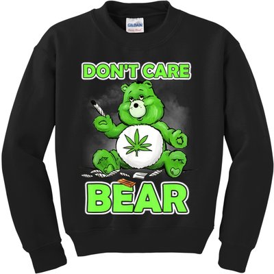 Dont Care Bear Smoking Weed Cannabis Marijuana 4 20 Stoner Gift 2 Kids Sweatshirt