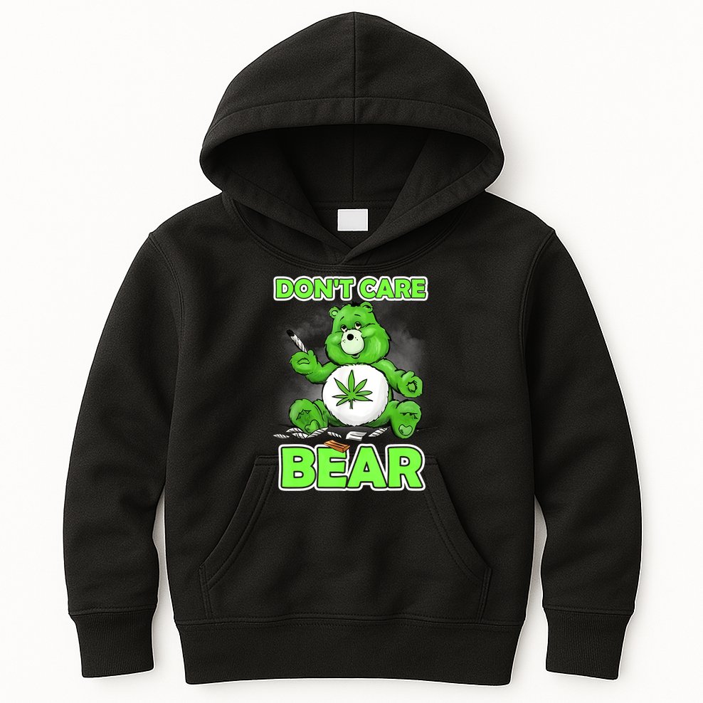 Dont Care Bear Smoking Weed Cannabis Marijuana 4 20 Stoner Gift 2 Kids Hoodie