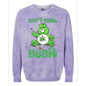 Dont Care Bear Smoking Weed Cannabis Marijuana 4 20 Stoner Gift 2 Colorblast Crewneck Sweatshirt