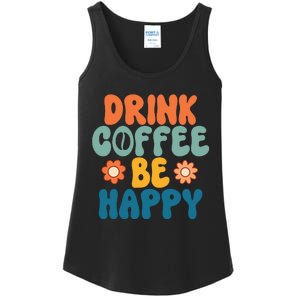 Drink Coffee Be Happy Quotes FUll COlor Ladies Essential Tank