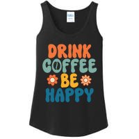 Drink Coffee Be Happy Quotes FUll COlor Ladies Essential Tank