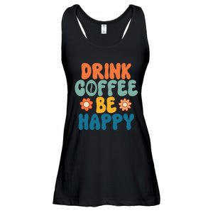 Drink Coffee Be Happy Quotes FUll COlor Ladies Essential Flowy Tank