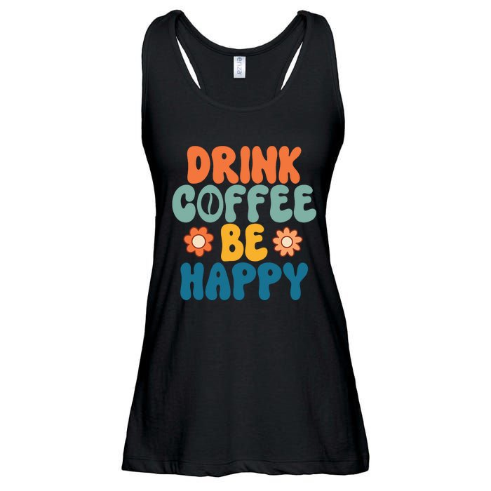 Drink Coffee Be Happy Quotes FUll COlor Ladies Essential Flowy Tank