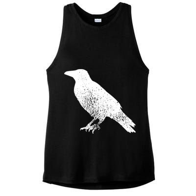 Distressed Crow Bird Print Raven Vintage Bird Ladies PosiCharge Tri-Blend Wicking Tank