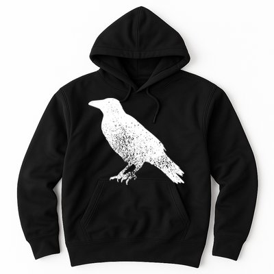 Distressed Crow Bird Print Raven Vintage Bird Hoodie