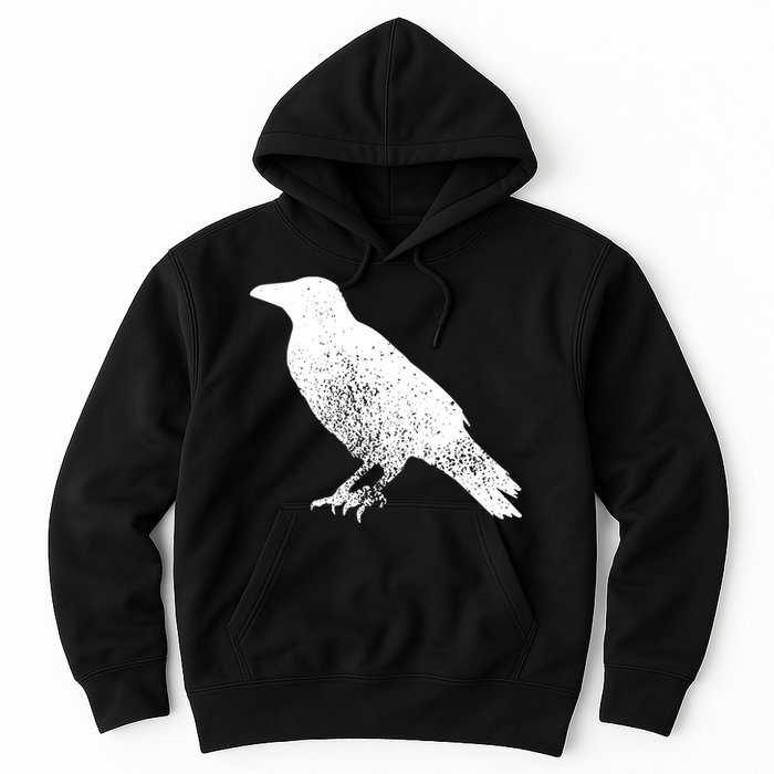 Distressed Crow Bird Print Raven Vintage Bird Hoodie