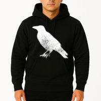 Distressed Crow Bird Print Raven Vintage Bird Hoodie