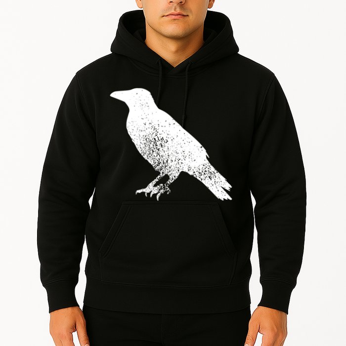 Distressed Crow Bird Print Raven Vintage Bird Hoodie