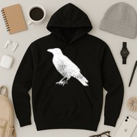 Distressed Crow Bird Print Raven Vintage Bird Hoodie