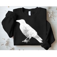 Distressed Crow Bird Print Raven Vintage Bird Sweatshirt